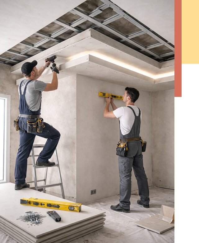 Двухуровневый потолок из гипсокартона в Уссурийске от 1495 руб. под ключ | ОТДЕЛОЧНИК-Сср