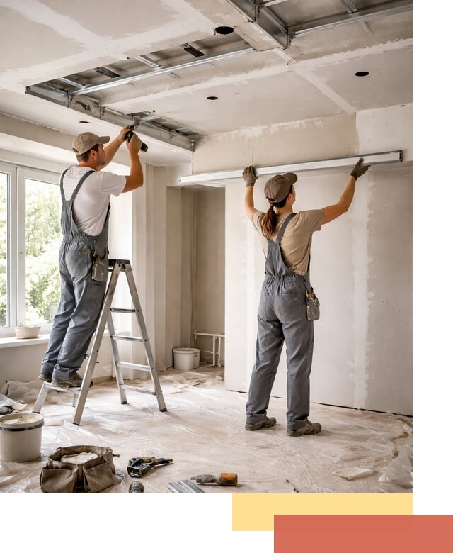 Монтаж многоуровневого потолка из гипсокартона в Уссурийске