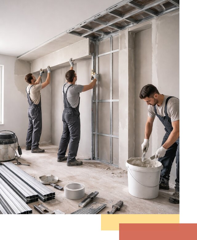 Монтаж потолка из гипсокартона с нишей в Уссурийске