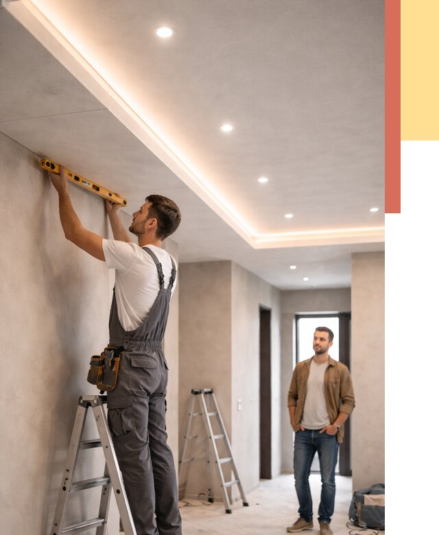 Потолок из гипсокартона с подсветкой в Уссурийске от 773 руб./м2 под ключ | ОТДЕЛОЧНИК-Сср