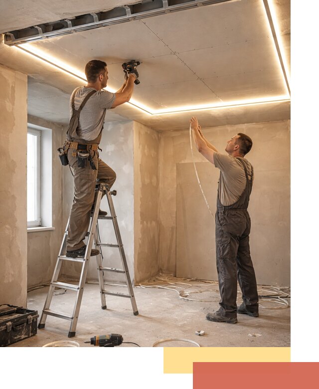 Потолок из гипсокартона с подсветкой в Уссурийске