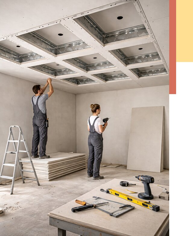 Кессонный потолок из гипсокартона в Уссурийске от 1907 руб. — монтаж и под ключ | ОТДЕЛОЧНИК-Сср