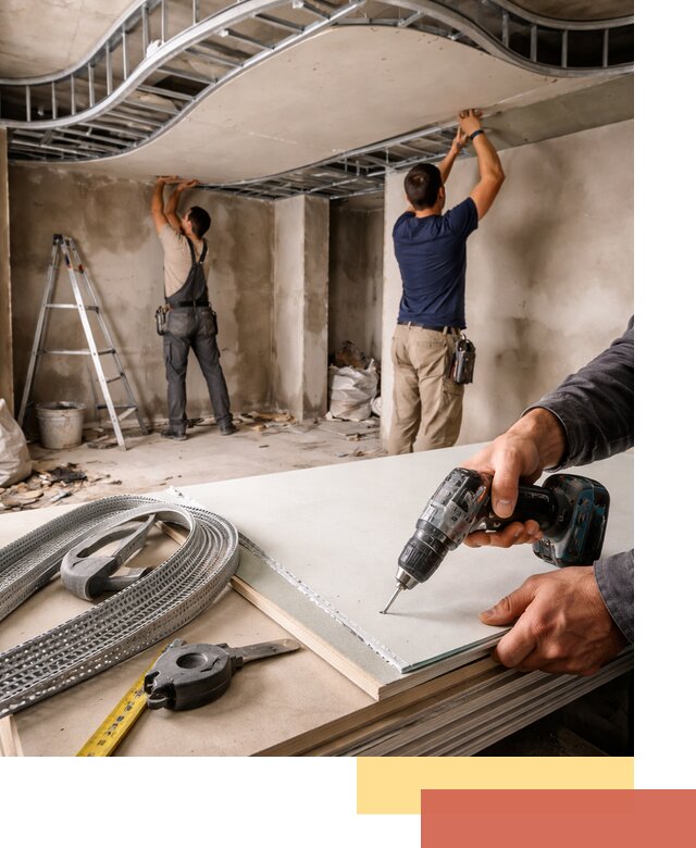 Криволинейный потолок из гипсокартона в Уссурийске — монтаж и отделка