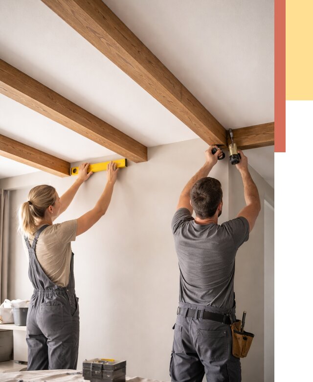 Монтаж декоративных балок на потолок в Уссурийске от 4330 руб. — ОТДЕЛОЧНИК-Сср